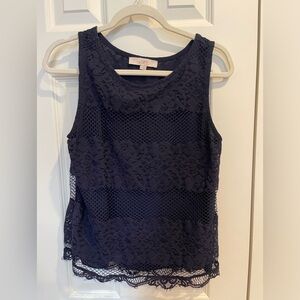 Loft Size Small Navy Lace Lined Top